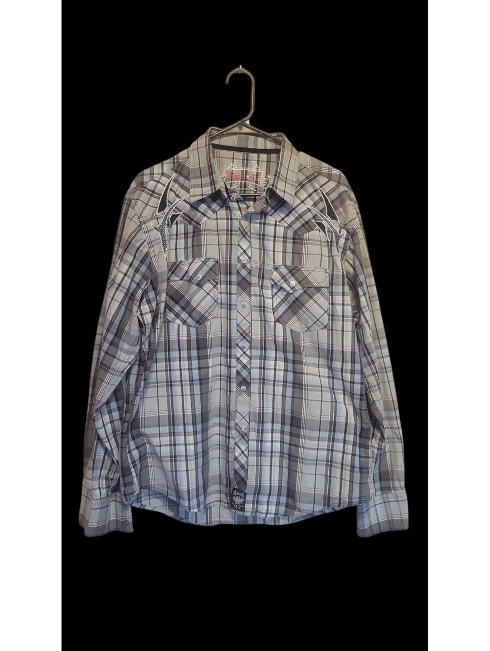 Rock 47 Men's Long Sleeve Plaid Button-Up Shirt Size L